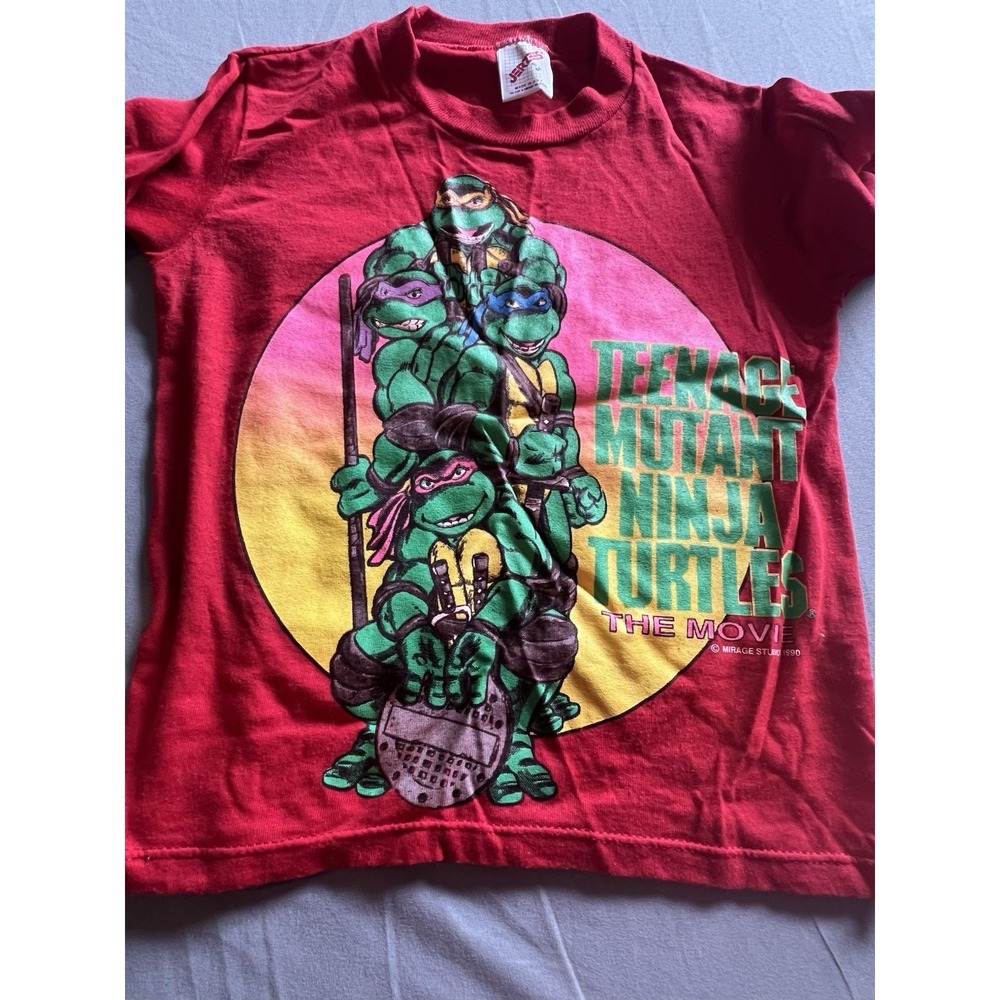 Vintage 1990 Teenage Mutant Ninja Turtles Children's Shirt‎ Made In USA SM Red